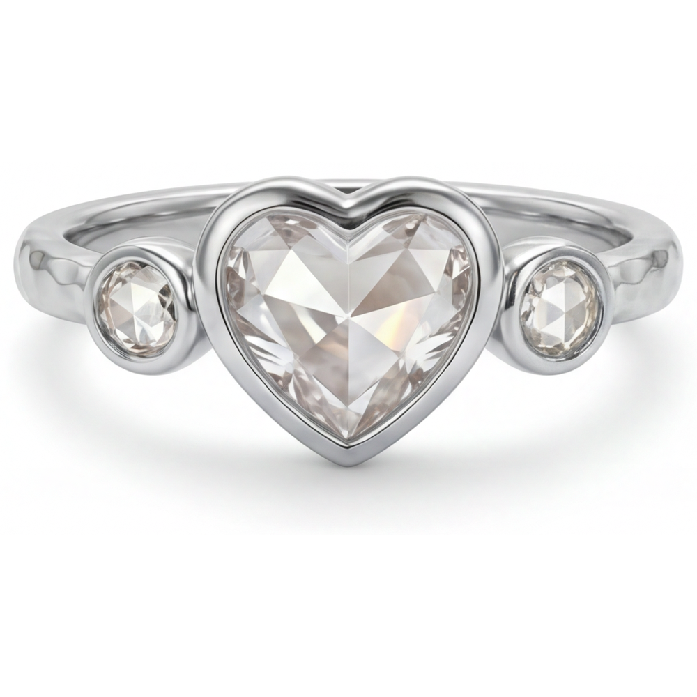 Herz-Schliff Diamant Ring in 14K Weißgold – Hauptansicht