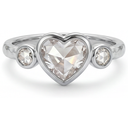Herz-Schliff Diamant Ring in 14K Weißgold – Hauptansicht