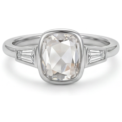 Rosen-Schliff Drei-Stein-Ring – Diamant 3 Karat 14K Weißgold