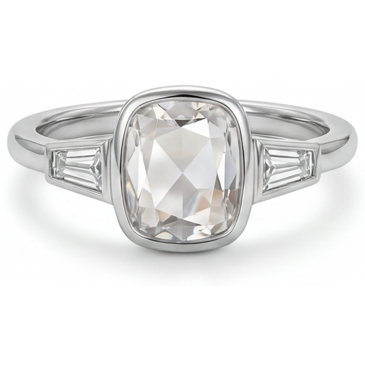 Handgemachter Diamant Drei-Stein-Ring 3 Karat – Hauptansicht