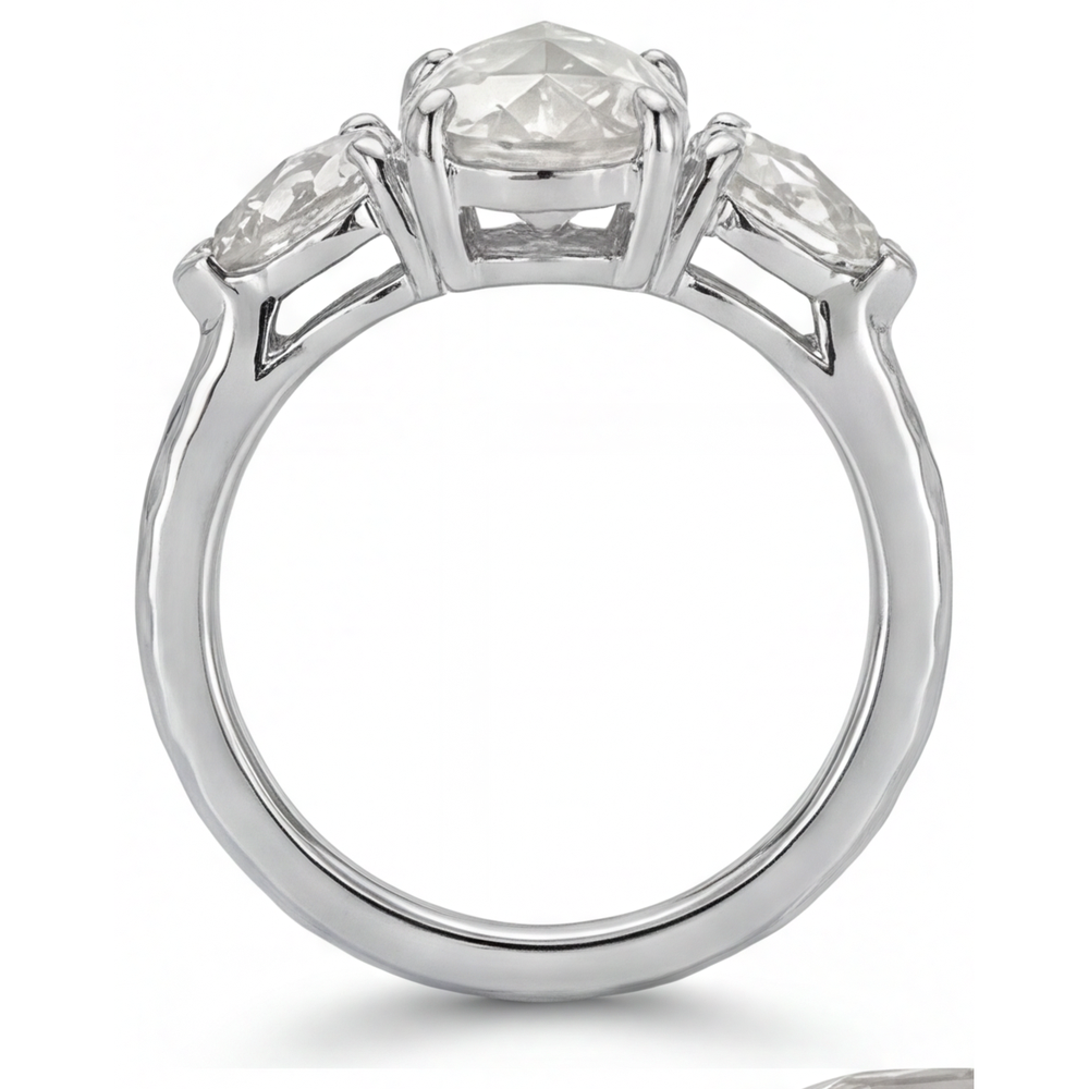 Natürlicher Diamant Dreisteinring 1,5 Karat 14K Weißgold – Profilansicht