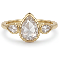 Diamant Rosen-Schliff Dreisteinring 1,50 Karat in 14 Karat