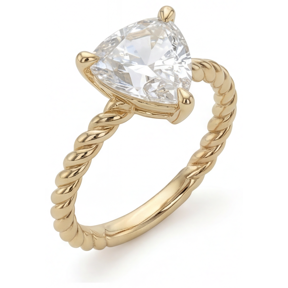 Einzelstein-Ring 14K Gelbgold mit Diamant – Seitenansicht