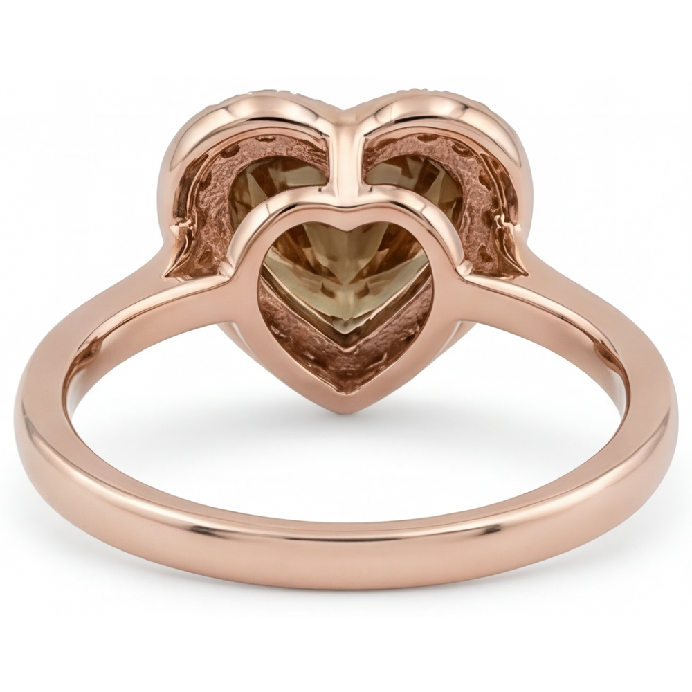 Herzform Diamant Ring in 14 Karat Roségold – Profilansicht
