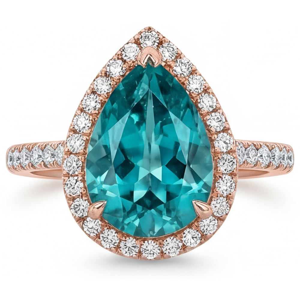 Authentischer Diamant Halo-Fassung Ring – Hauptansicht