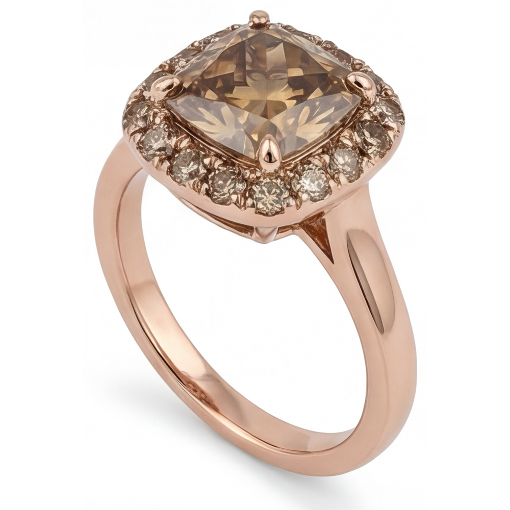 Designer Diamant Halo-Ring 2 Karat – Profilansicht