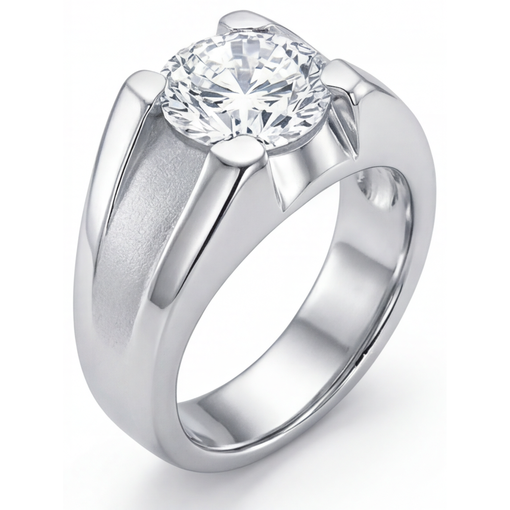 Herren-Ring 14K Weißgold mit Diamant – Seitenansicht