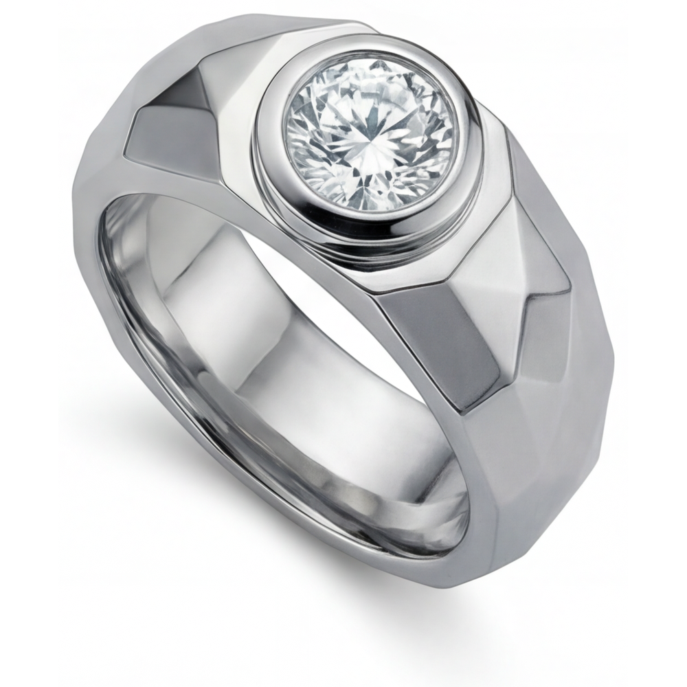 Brillantschliff Diamant Ring in 14K Weißgold – Frontansicht