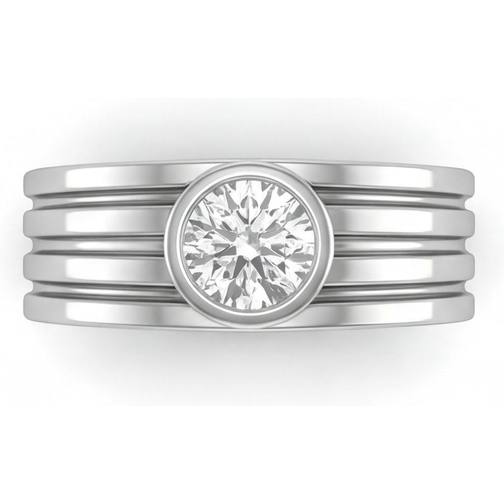 Männer-Ring 14K Weißgold mit Diamant – Hauptansicht