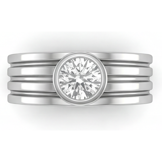 Männer-Ring 14K Weißgold mit Diamant – Hauptansicht