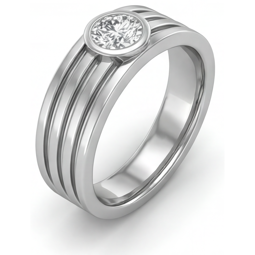 Rund-Brillant Diamant Ring in 14K Weißgold – Schrägansicht