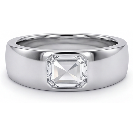 Treppen-Schliff Diamant Ring in 14 Karat Weißgold – Hauptansicht