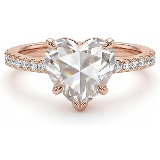 Solitär mit Seitensteinen 14K Roségold mit Diamant – Hauptansicht