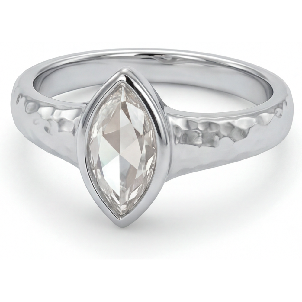 Marquise-Schliff Diamant Ring in 14K Weißgold – Seitenansicht