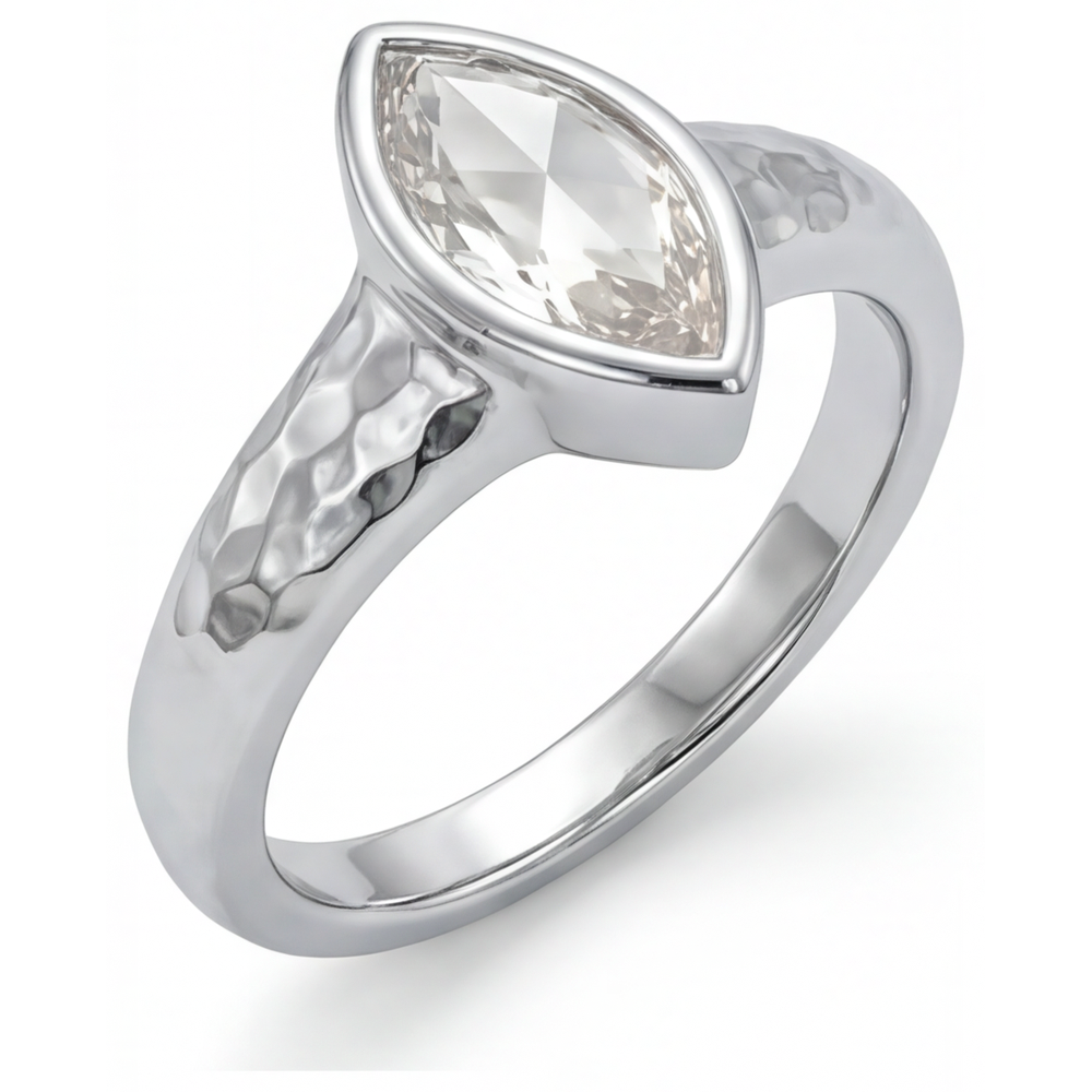 Echter Diamant Solitär-Ring 1,25 Karat 14K Weißgold – Schrägansicht