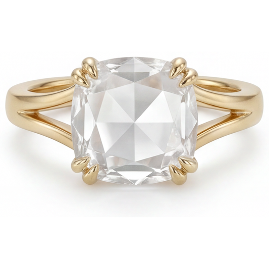 Kissen-Schliff Diamant Ring in 14K Gelbgold – Hauptansicht
