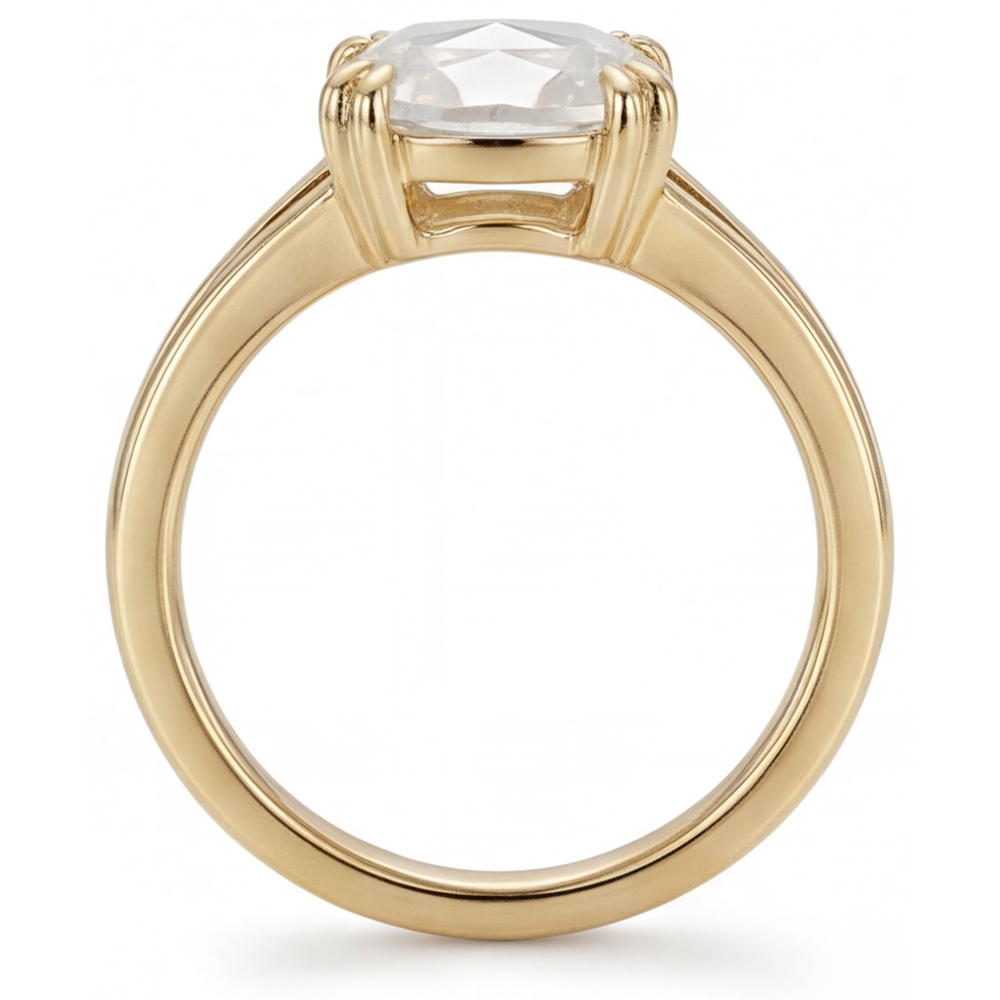 Echter Diamant Solitär-Ring 3,75 Karat 14K Gelbgold – Schrägansicht