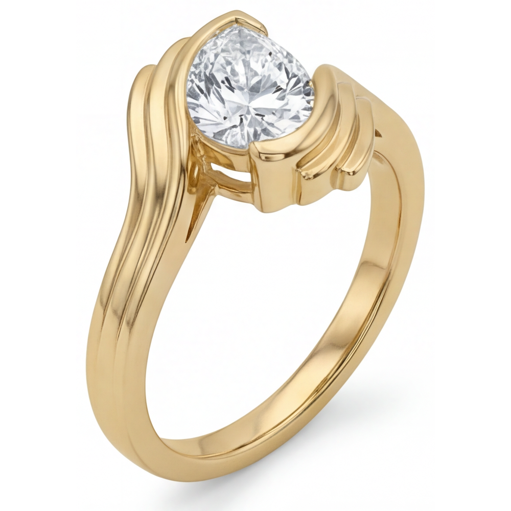 Diamant Solitär-Verlobungsring 1,50-Karat 14 Karat Gelbgold – Seitenansicht
