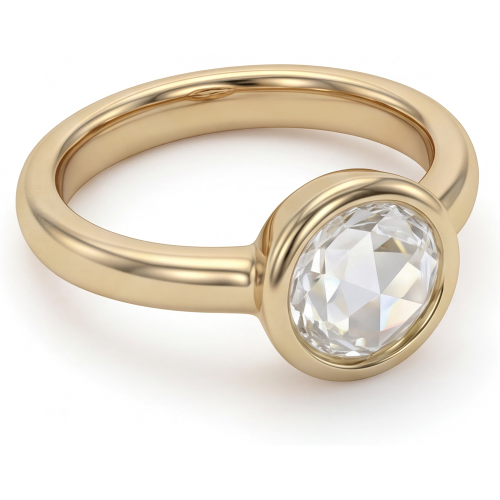 Solitär-Verlobungsring 14K Gelbgold mit Diamant – Schrägansicht