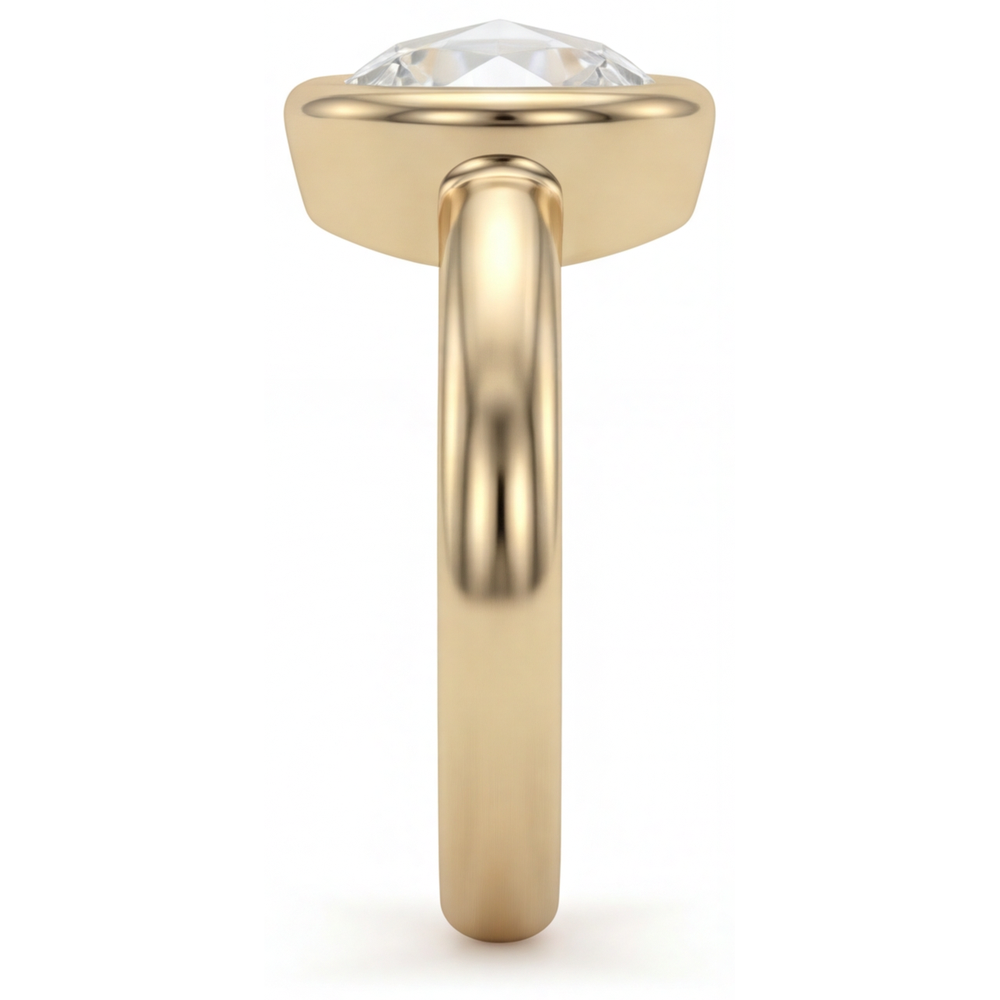 Diamant Rund-Brillant Solitär-Verlobungsring in 14K Gelbgold – Profilansicht