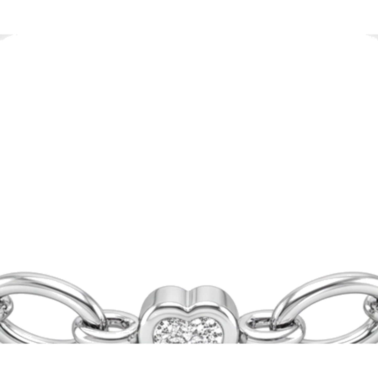 Diamant-Herz-Armband 3 Karat im Labor gezüchtet, ovale Stationsglieder, 14 Karat Weißgold, 7 Zoll