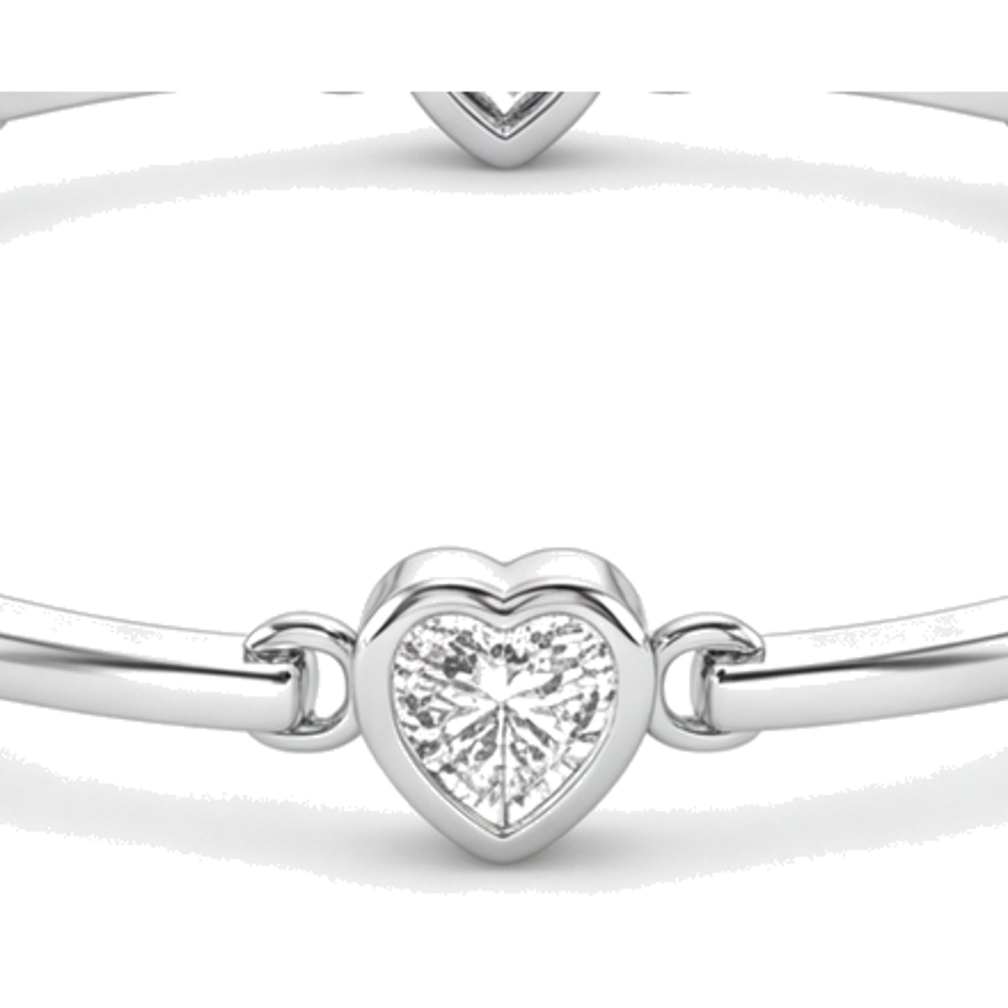 Diamant-Herzarmband, 4 Karat, im Labor gezüchtet, Stäbchen-Elemente, 14 Karat Weißgold, 7 Zoll