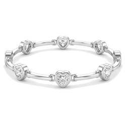 Diamant-Herzarmband, 4 Karat, im Labor gezüchtet, Stäbchen-Elemente, 14 Karat Weißgold, 7 Zoll