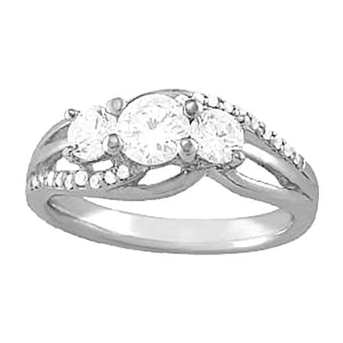 1.50 Karat Natürliche Diamant Drei-Steine-Stil Ring Weißgold 14K