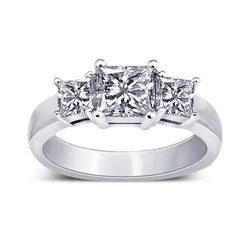 2,11 Karat Prinzessin Echt Diamant Hochzeit Verlobungsring 3 Stein Schmuck