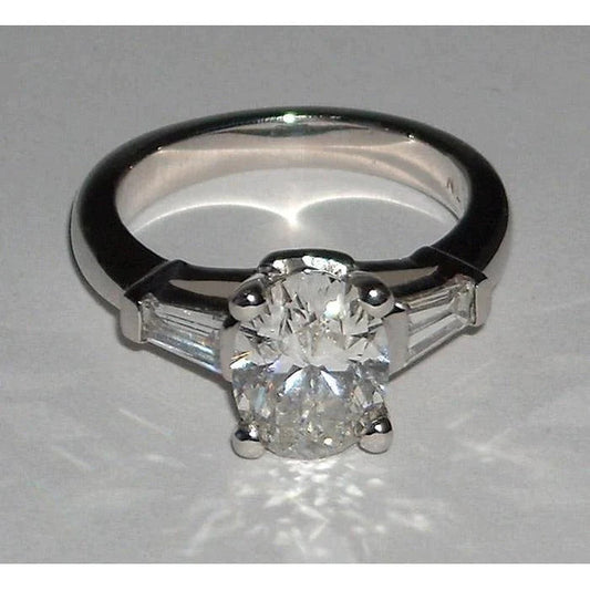 2.01 Ct. Ovaler Echt Diamant-Drei-3-Stein-Ring Weißgold Neu