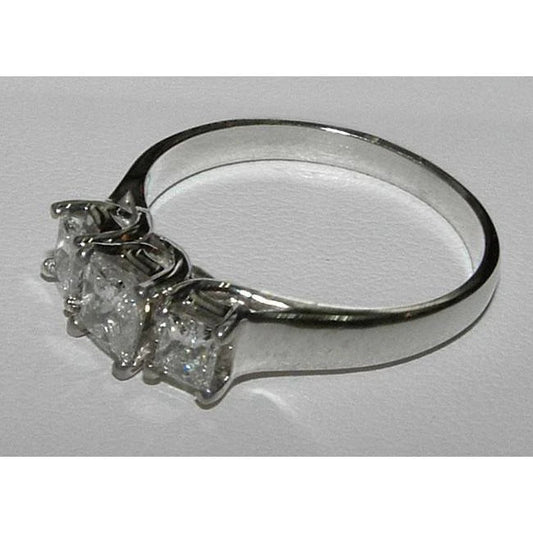 2.01 Karat Prinzessinnenschnitt Echt Diamant-Verlobungsring Drei Steine Schmuck