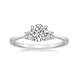 Jubiläumsring Rund 3 Karat Echt Diamanten Drei Steine Weißgold 14K