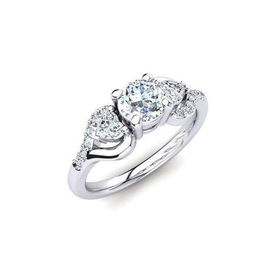 Runder Echte Diamant im Herzschliff Mit 3 Karat Und Akzenten Drei-Stein-Ring Neu