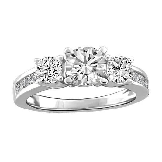 Rundschliff Natürliche Diamant 3 Stein 3.50 Karat Verlobungsring 14K Weißgold