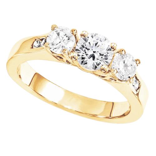 Verlobungsring Mit Drei Steinen Und Natürliche Diamanten 2.80 Karat Gelbgold Neu