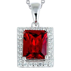 Großer Rubin im Radiant Cut mit Diamant-Anhänger Damen Goldschmuck 8,50 Ct.