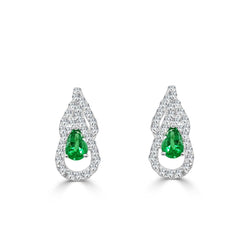 5,50 Karat Birnen- Grün Smaragd mit Diamanten Ohrringe Weißgold 14K