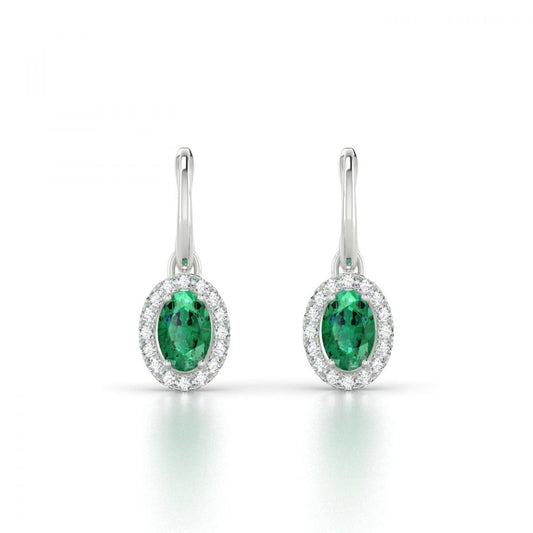 echter oval smaragd 7.80Karat ohrring Vorderansicht