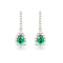 Damen Ohrhänger 8,50 ct Grön Smaragd und Diamanten Weißgold 14K