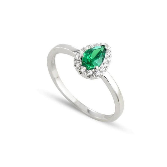Grün Smaragd und Diamanten 5 Kt. Jubiläumsring 14K Weißgold Neu
