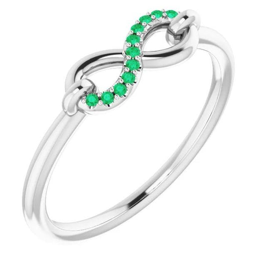 Grüne Smaragde Jubiläum Ehering 0,25 Karat Infinity Schmuck Neu