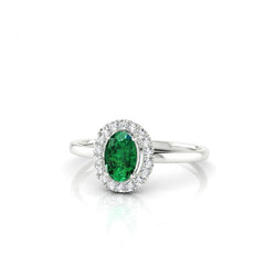 Ovaler Grün Smaragd mit rundem Diamant 4,50 Karat Jubiläumsring