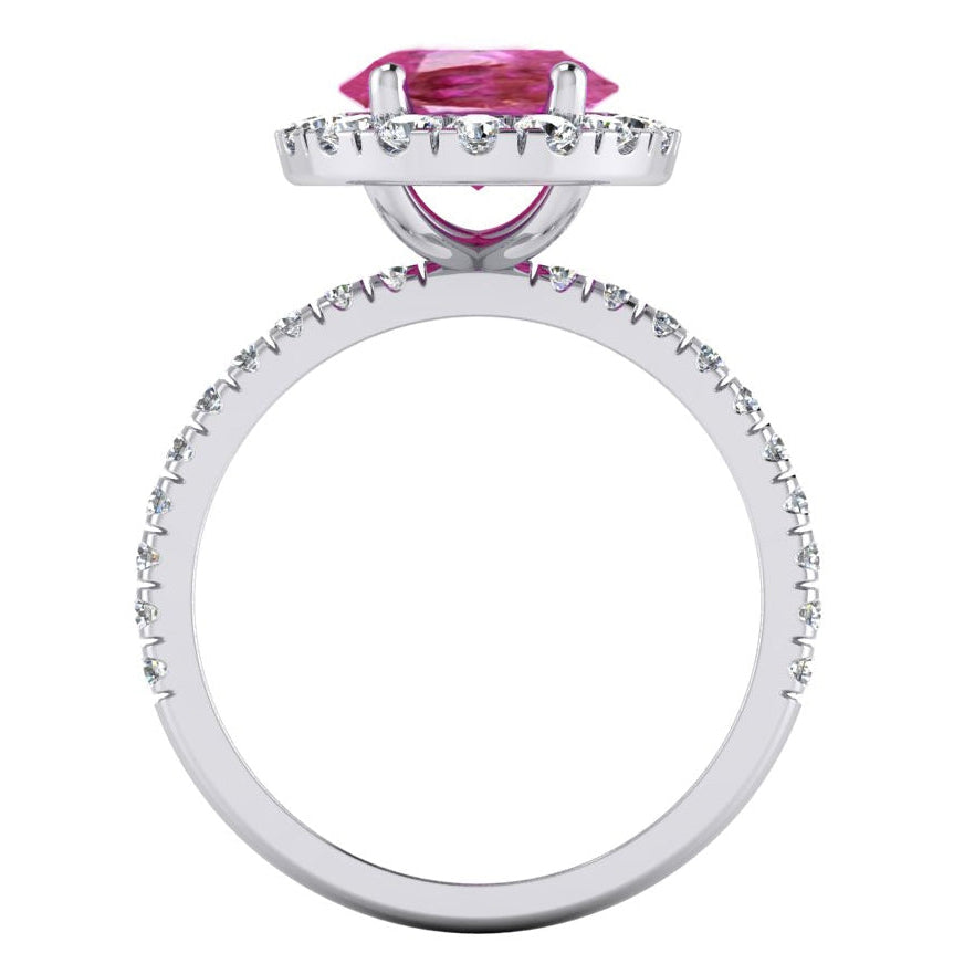 Rosa Saphir Halo Diamant Ring