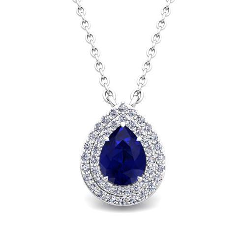 Birnenschliff Ceylon Saphir und Diamant Anhänger Dame Schmuck 1,75 ct. - harrychadent.ch