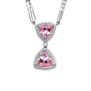 Trillion Cut Pink Kunzit und Diamant 14K Weißgold Anhänger 23 Kt. - harrychadent.ch