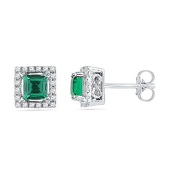 3,90 Karat Grön Smaragd mit Diamant Pave Ohrstecker Halo