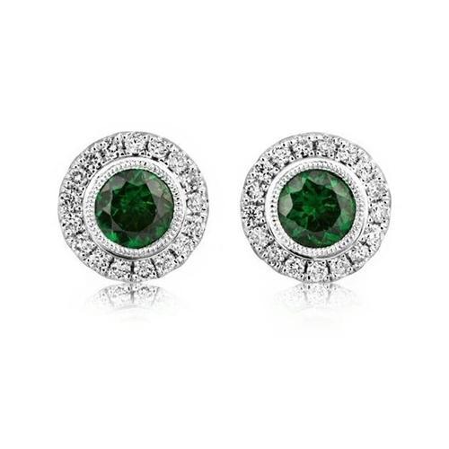 echter round diamant 14Karat ohrring Vorderansicht