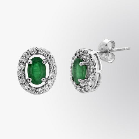 4,40 ct  Grün Smaragd mit Halo-Diamant-Ohrsteckern