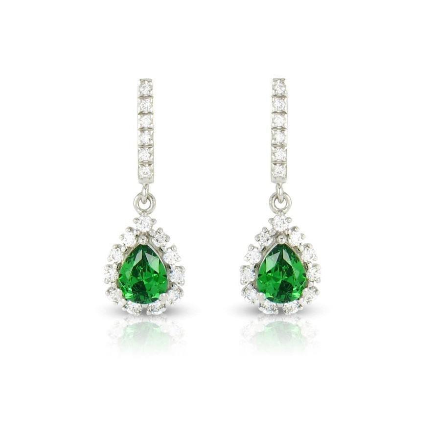 AAA Grün Smaragd mit Vvs1 Diamant Ohrringe 6.35 ct. Weißgold 14K