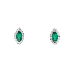 Grön Smaragd im Marquise-Schliff mit runden Diamanten 4.30 Karat Ohrstecker